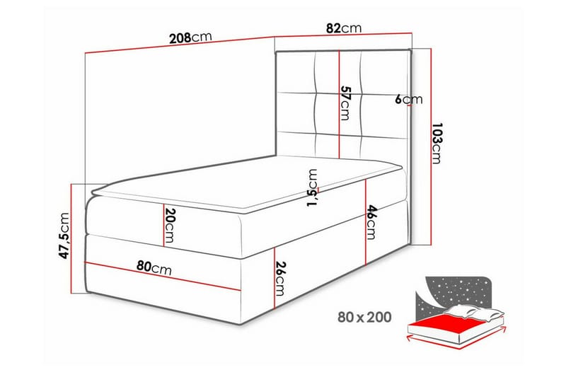 Boisdale Sängram med Förvaring 80x200 cm i Konstläder med Sänggavel - Svart - Möbler - Säng - Sängram & sängstomme