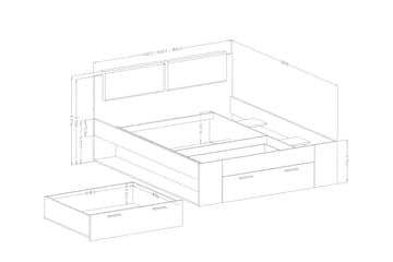Bovera Sängram 140x200 cm - Askgrå|Vit - Möbler - Säng - Sängram & sängstomme