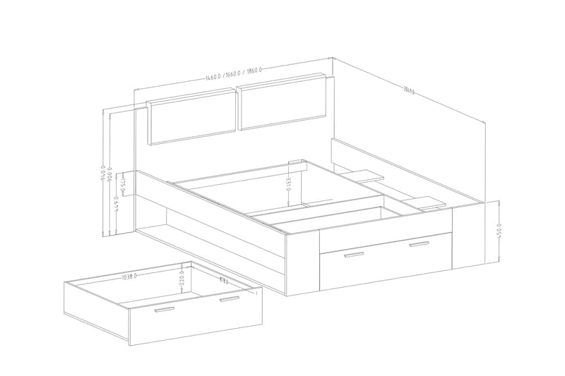 Bovera Sängram 140x200 cm - Askgrå|Vit - Möbler - Säng - Sängram & sängstomme