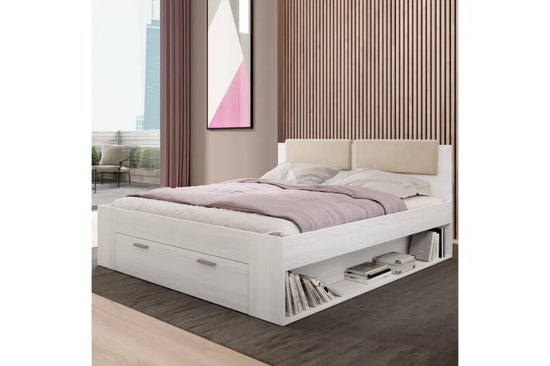 Bovera Sängram 160x200 cm - Askgrå|Vit - Möbler - Säng - Sängram & sängstomme