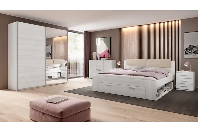 Bovera Sängram 160x200 cm - Askgrå|Vit - Möbler - Säng - Sängram & sängstomme