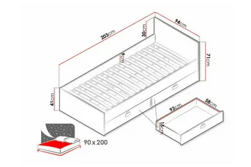 Castlebay Sängram 90x200 cm - Brun - Möbler - Säng - Sängram & sängstomme