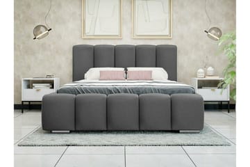 Cleaton Sängram 140x200 cm i Tyg med Förvaring och S änggavel - Grå - Möbler - Säng - Sängram & sängstomme