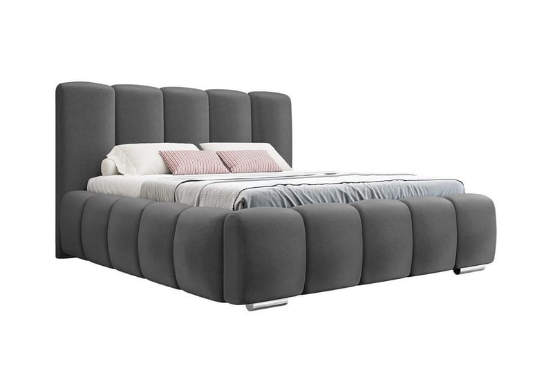 Cleaton Sängram 140x200 cm i Tyg med Förvaring och Sänggavel - Grå - Möbler - Säng - Sängram & sängstomme