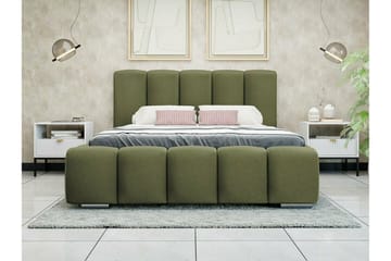 Cleaton Sängram 140x200 cm i Tyg med Förvaring och Sänggavel - Grön - Möbler - Säng - Sängram & sängstomme