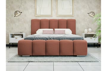 Cleaton Sängram 140x200 cm i Tyg med Förvaring och Sänggavel - Terrakotta - Möbler - Säng - Sängram & sängstomme