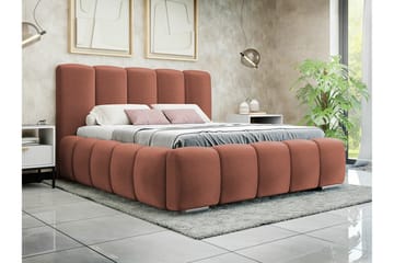 Cleaton Sängram 140x200 cm i Tyg med Förvaring och Sänggavel - Terrakotta - Möbler - Säng - Sängram & sängstomme
