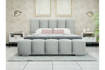Cleaton Sängram 160x200 cm i Tyg med Förvaring och Sänggavel - Grå - Möbler - Säng - Sängram & sängstomme