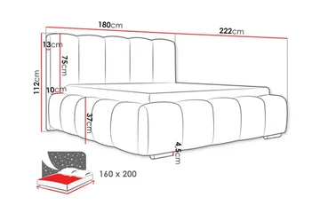 Cleaton Sängram 160x200 cm i Tyg med Förvaring och Sänggavel - Svart - Möbler - Säng - Sängram & sängstomme