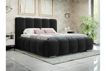 Cleaton Sängram 180x200 cm i Tyg med Förvaring och Sänggavel - Svart - Möbler - Säng - Sängram & sängstomme