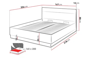 Dentro Säng 218x167x88 cm - Vit/Ek - Möbler - Säng - Sängram & sängstomme