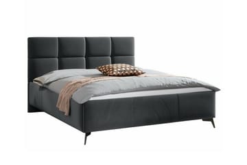 Derry Komplett Sängpaket 180x200 cm i Sammet med Förvaring och Sänggavel + Bäddmadrass - Grå - Möbler - Säng - Sängram & sängstomme