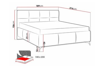 Derry Komplett Sängpaket 180x200 cm i Sammet med Förvaring och Sänggavel + Bäddmadrass - Grå - Möbler - Säng - Sängram & sängstomme