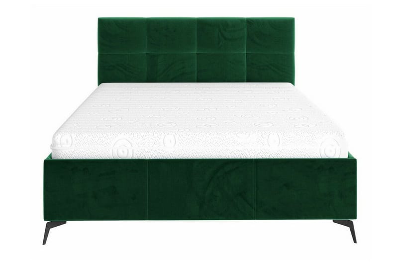 Derry Komplett Sängpaket 180x200 cm i Sammet med Förvaring och Sänggavel + Bäddmadrass - Grön - Möbler - Säng - Sängram & sängstomme