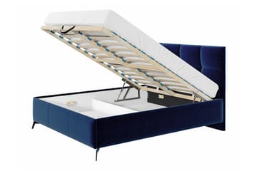 Derry Komplett Sängpaket 180x200 cm i Sammet med Sänggavel + Bäddmadrass - Blå - Möbler - Säng - Sängram & sängstomme