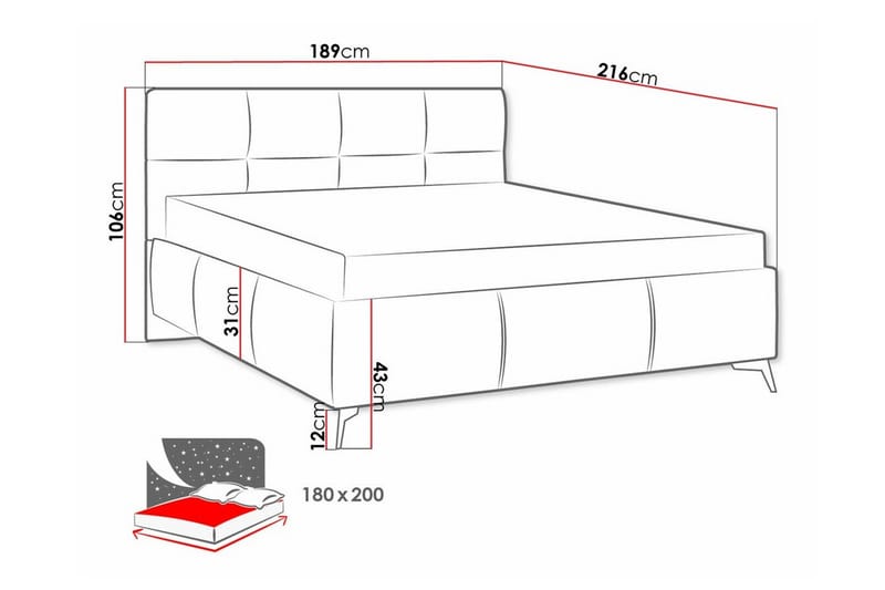 Derry Komplett Sängpaket 180x200 cm i Sammet med Sänggavel + Bäddmadrass - Blå - Möbler - Säng - Sängram & sängstomme