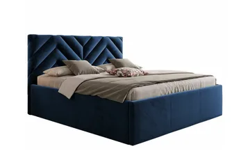 Derry Komplett Sängpaket med Förvaring 160x200 cm i Sammet med Sänggavel + Bäddmadrass - Blå - Möbler - Säng - Sängram & sängstomme