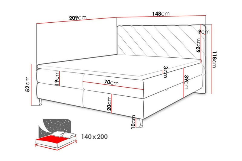 Derry Sängram 140x200 cm - Möbler - Säng - Sängram & sängstomme