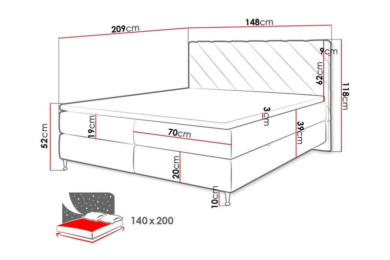 Derry Sängram 140x200 cm - Möbler - Säng - Sängram & sängstomme