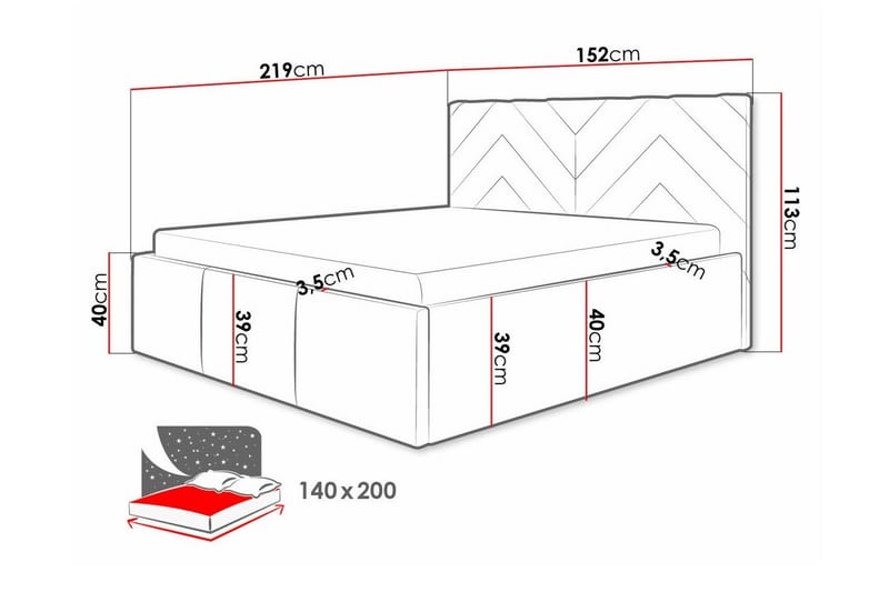 Derry Sängram 140x200 cm - Möbler - Säng - Sängram & sängstomme