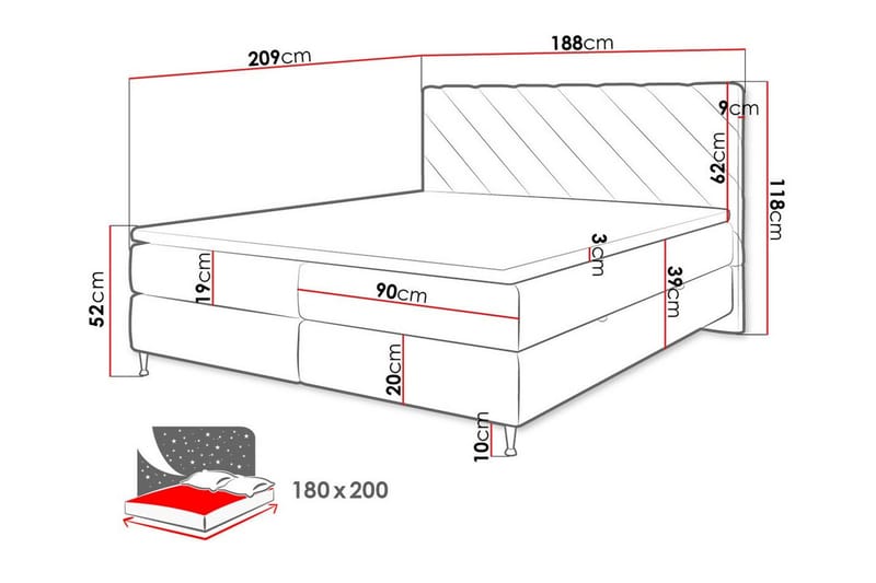 Derry Sängram 180x200 cm - Möbler - Säng - Sängram & sängstomme