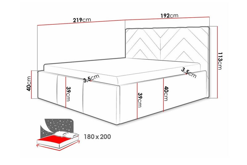 Derry Sängram 180x200 cm - Möbler - Säng - Sängram & sängstomme