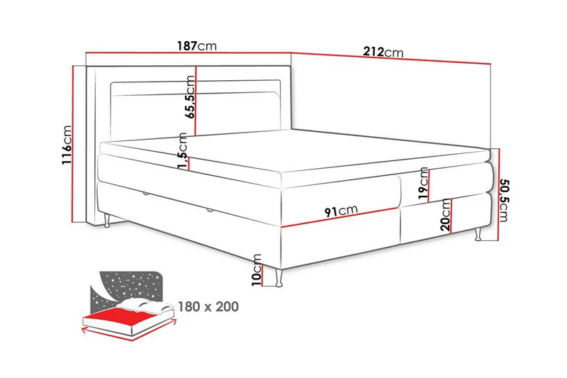 Derry Sängram 180x200 cm - Möbler - Säng - Sängram & sängstomme