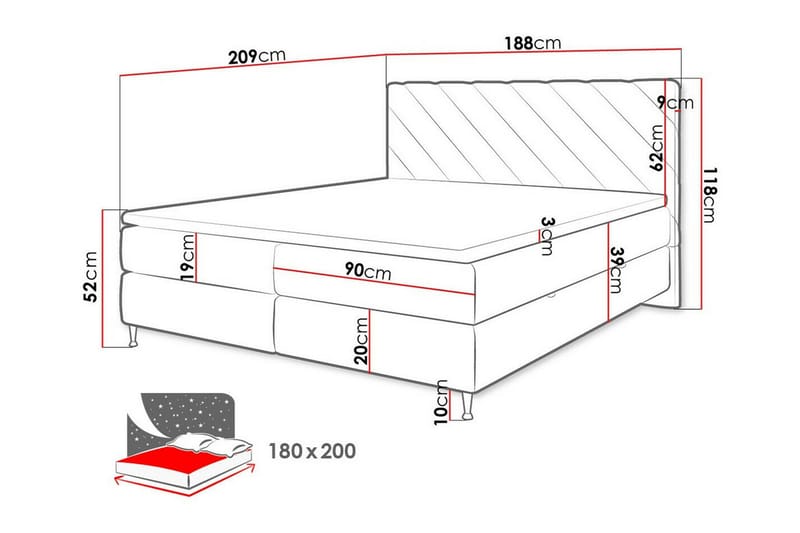 Derry Sängram 180x200 cm - Möbler - Säng - Sängram & sängstomme