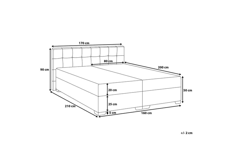 Dubbelsäng Admiral 160|200 cm - Grå - Sängram & sängstomme