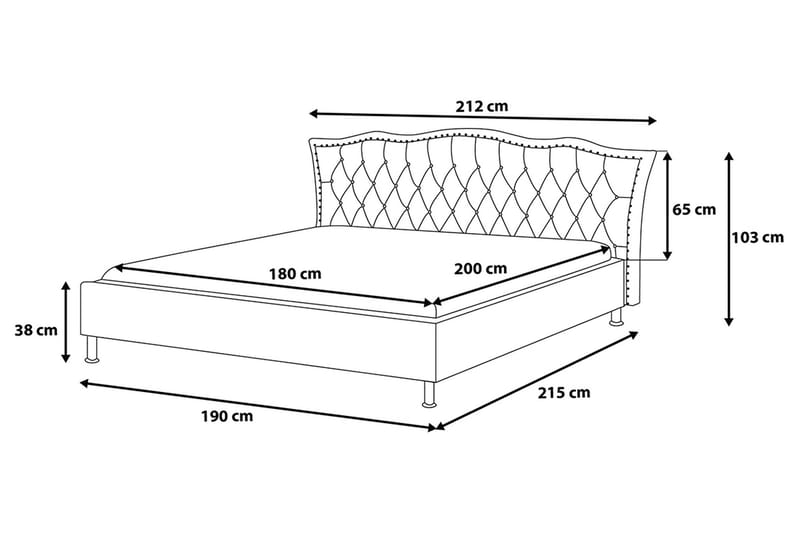Dubbelsäng Metz 180|200 cm - Vit - Möbler - Säng - Sängram & sängstomme