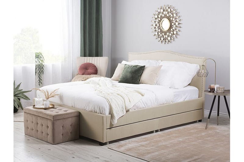 Dubbelsäng Montpellier 160|200 cm - Beige - Sängram & sängstomme