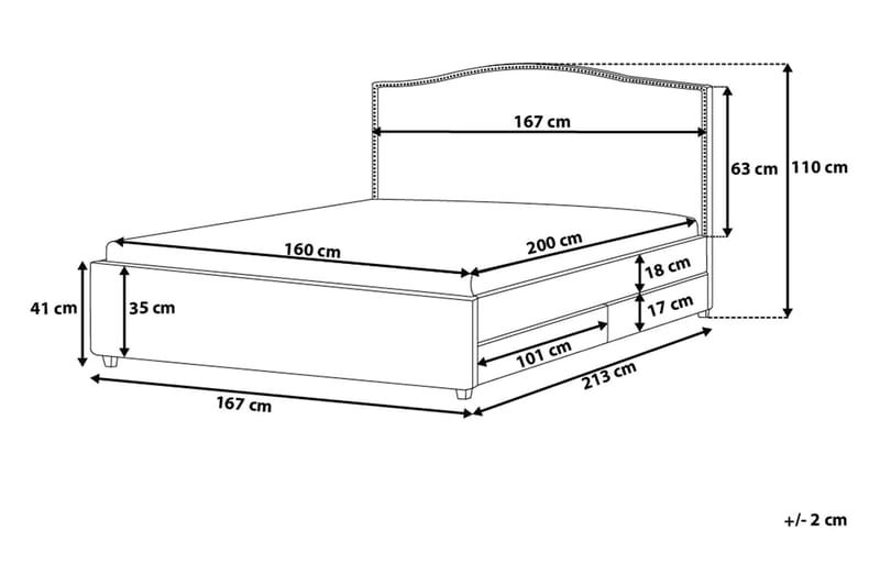 Dubbelsäng Montpellier 160|200 cm - Grå - Möbler - Säng - Sängram & sängstomme