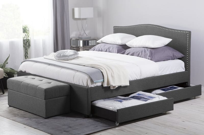 Dubbelsäng Montpellier 160|200 cm - Grå - Möbler - Säng - Sängram & sängstomme