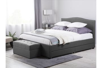 Dubbelsäng Montpellier 180|200 cm - Grå - Möbler - Säng - Sängram & sängstomme