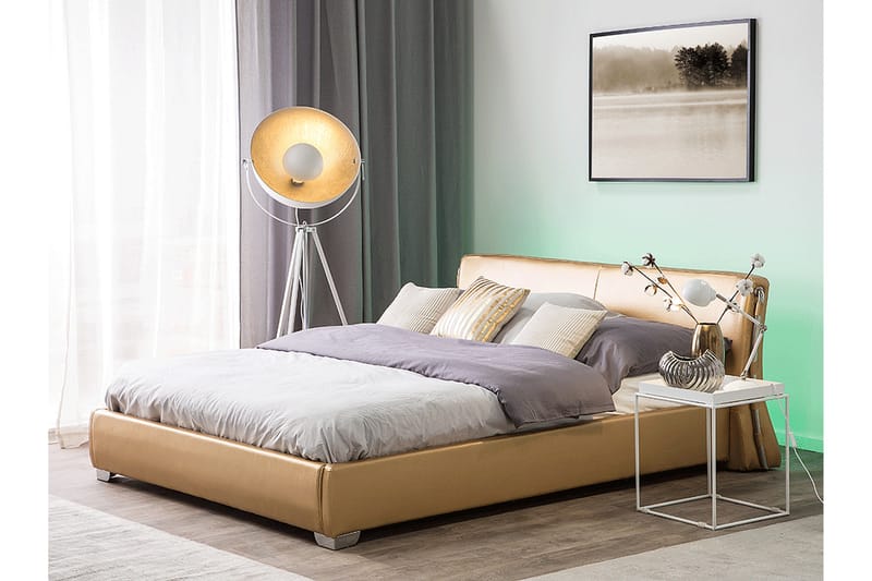 Dubbelsäng Tarun med LED 160x200 - Guld - Sängram & sängstomme