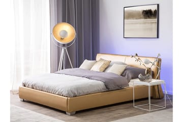 Dubbelsäng Tarun med LED 160x200 - Guld - Möbler - Säng - Sängram & sängstomme