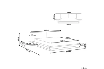 Dubbelsäng Zen med lamellram Brun-Vit, 160x200 cm - Brun-Vit, 160x200 cm - Möbler - Säng - Sängram & sängstomme