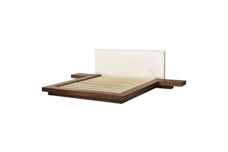 Dubbelsäng Zen med lamellram Brun-Vit, 160x200 cm - Brun-Vit, 160x200 cm - Möbler - Säng - Sängram & sängstomme