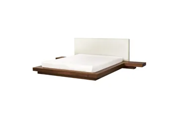 Dubbelsäng Zen med lamellram Brun-Vit, 160x200 cm - Brun-Vit, 160x200 cm - Möbler - Säng - Sängram & sängstomme