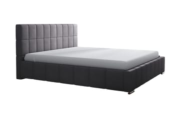Elverum Komplett Sängpaket 180x200 cm i Tyg med Förvaring och Sänggavel + Bäddmadrass - Grå - Möbler - Säng - Sängram & sängstomme