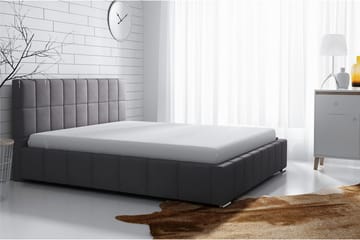 Elverum Komplett Sängpaket 180x200 cm i Tyg med Förvaring och Sänggavel + Bäddmadrass - Grå - Möbler - Säng - Sängram & sängstomme