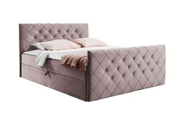 Hattie Komplett Sängpaket 140x200 cm i Sammet med Förvaring + Sänggavel + Bäddmadrass - Rosa - Möbler - Säng - Sängram & sängstomme