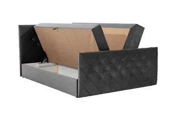 Hattie Komplett Sängpaket 140x200 cm med Sänggavel + Bäddmadrass med Fasthetsgrad Medium - Svart - Möbler - Säng - Sängram & sängstomme