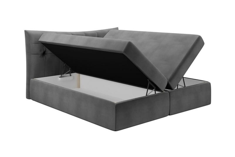 Hayton Komplett Sängpaket 140x200 cm i Sammet med Förvaring + Sänggavel + Bäddmadrass - Svart - Möbler - Säng - Sängram & sängstomme