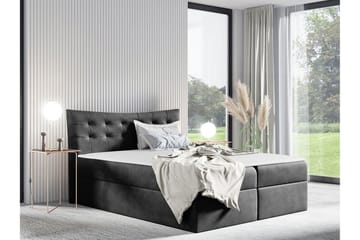 Hayton Komplett Sängpaket med Förvaring 140x200 cm med Sänggavel + Bäddmadrass - Grå - Möbler - Säng - Sängram & sängstomme
