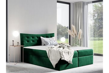 Hayton Komplett Sängpaket med Förvaring 140x200 cm med Sänggavel + Bäddmadrass - Grön - Möbler - Säng - Sängram & sängstomme