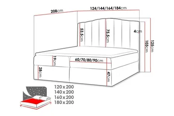 Herstello Komplett Sängpaket med Förvaring 120x200 cm i Konstläder med Sänggavel + Bäddmadrass - Vit - Möbler - Säng - Sängram & sängstomme