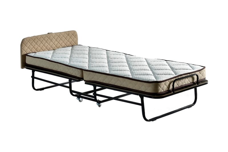 Hopfällbar Sängram 90x200 cm - Vit/Svart - Möbler - Säng - Sängram & sängstomme