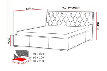 Junkerdal Komplett Sängpaket 140x200 cm i Konstläder med Sänggavel + Bäddmadrass - Ljusgrå - Möbler - Säng - Sängram & sängstomme