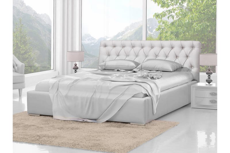 Junkerdal Komplett Sängpaket 180x200 cm med Förvaring och Sänggavel + Bäddmadrass - Ljusgrå - Möbler - Säng - Sängram & sängstomme